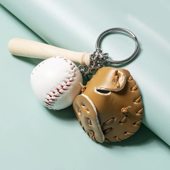 Baseball Glove Bat and Ball Charm Keychain ⚾️ - Picture 3 of 5